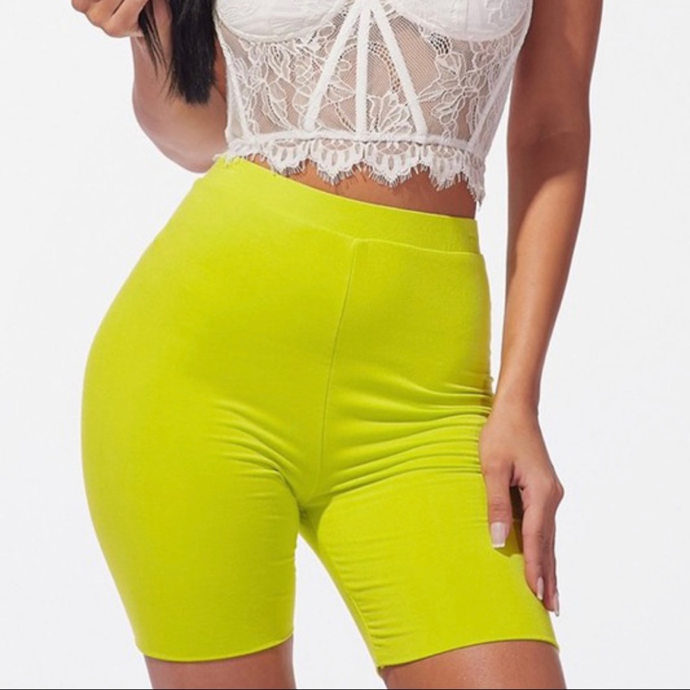 Neon green biker shorts